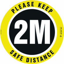 Circular Safe Distance Adhesive Floor Sign virus control