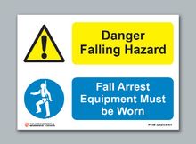 Danger Falling Hazard - Fall Arrest Equipment Must be Worn
