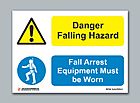 Buy Online - Danger Falling Hazard - Fall Arrest Equipment Must be Worn