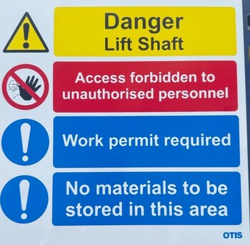 Danger Lift Shaft Otis Bespoke sign
