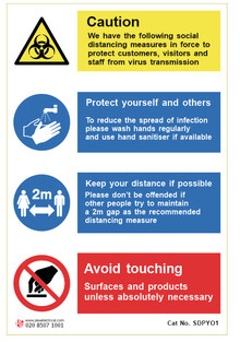 Social Distancing Sign virus control